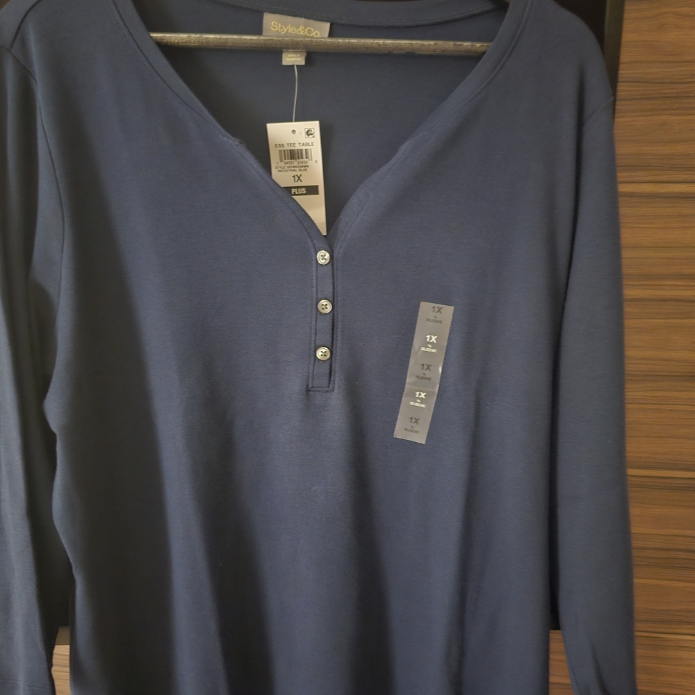 Style & Co. Navy Blue Women's Top